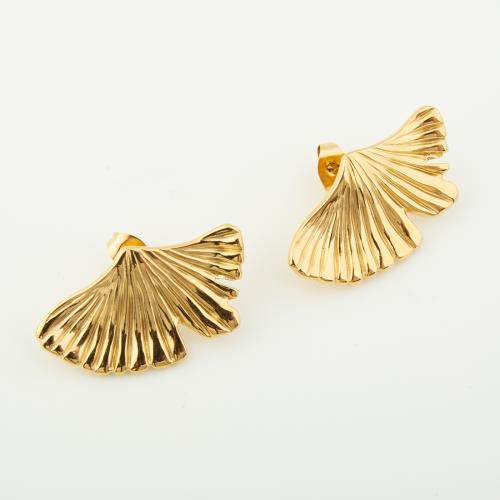 Roestvrij staal Stud Earrings, 304 roestvrij staal, voor vrouw, gouden, Verkocht door pair