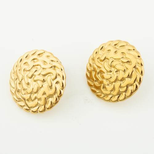 Stainless Steel Stud Earrings 304 Stainless Steel Vacuum Ion Plating for woman golden Sold By Pair