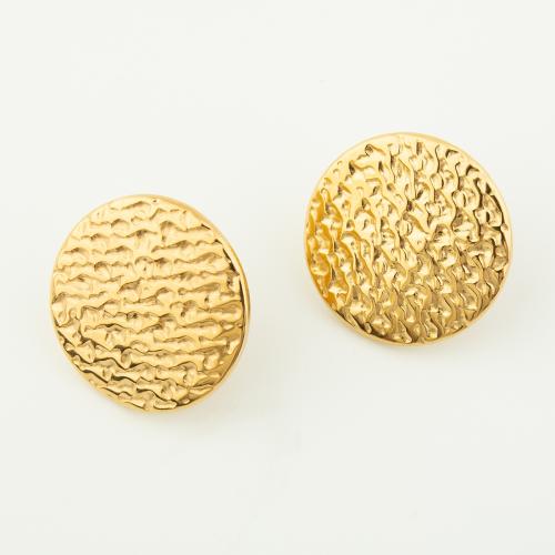 Stainless Steel Stud Earrings 304 Stainless Steel Vacuum Ion Plating for woman golden Sold By Pair