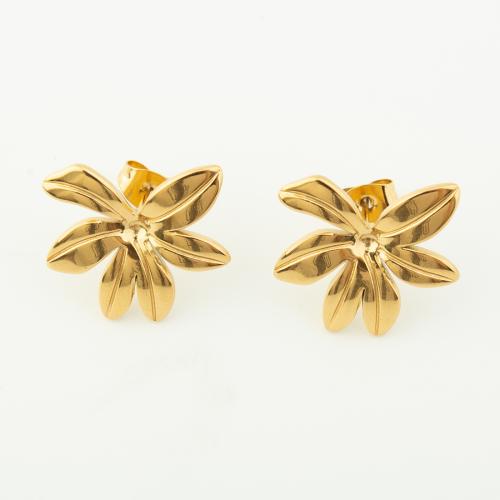 Roestvrij staal Stud Earrings, 304 roestvrij staal, voor vrouw, gouden, Verkocht door pair