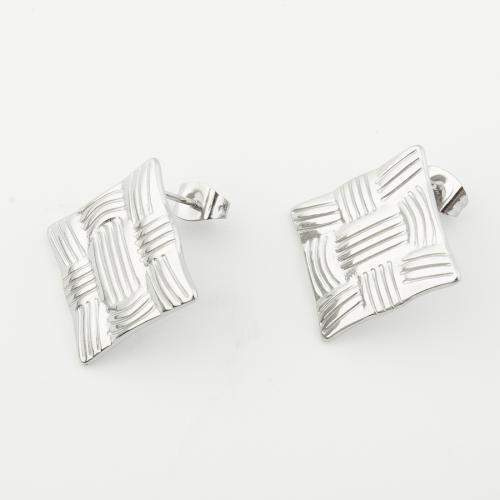 Roestvrij staal Stud Earrings, 304 roestvrij staal, gepolijst, voor vrouw, platina kleur, Verkocht door pair