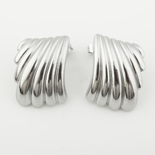 Roestvrij staal Stud Earrings, 304 roestvrij staal, gepolijst, voor vrouw, platina kleur, Verkocht door pair