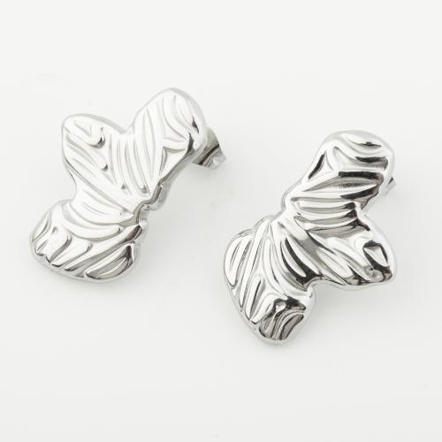 Roestvrij staal Stud Earrings, 304 roestvrij staal, gepolijst, voor vrouw, platina kleur, Verkocht door pair