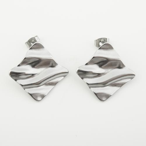 Roestvrij staal Stud Earrings, 304 roestvrij staal, gepolijst, voor vrouw, platina kleur, Verkocht door pair