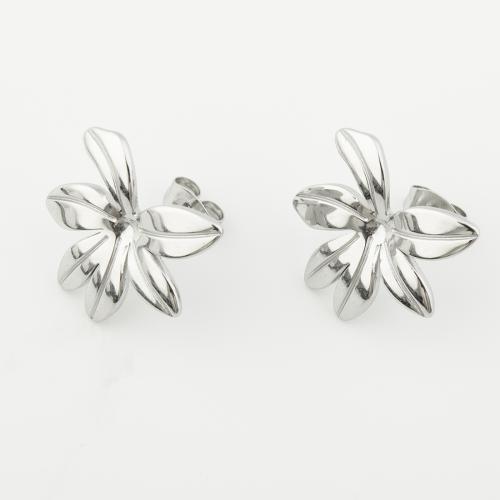 Roestvrij staal Stud Earrings, 304 roestvrij staal, gepolijst, voor vrouw, platina kleur, Verkocht door pair