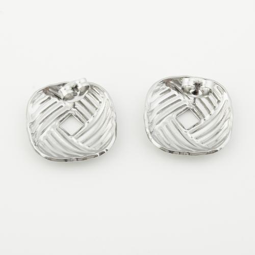 Roestvrij staal Stud Earrings, 304 roestvrij staal, gepolijst, voor vrouw, platina kleur, Verkocht door pair