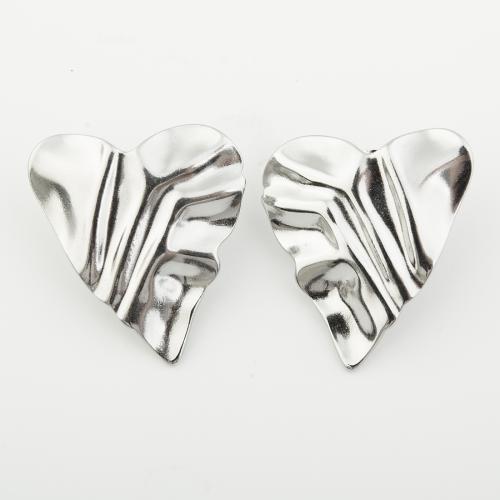 Roestvrij staal Stud Earrings, 304 roestvrij staal, gepolijst, voor vrouw, platina kleur, Verkocht door pair