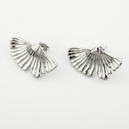 Roestvrij staal Stud Earrings, 304 roestvrij staal, gepolijst, voor vrouw, platina kleur, Verkocht door pair