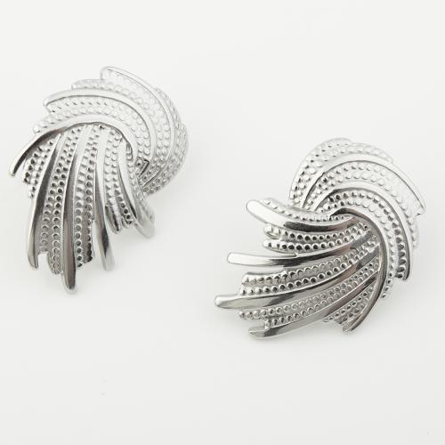 Roestvrij staal Stud Earrings, 304 roestvrij staal, gepolijst, voor vrouw, platina kleur, Verkocht door pair