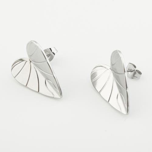 Roestvrij staal Stud Earrings, 304 roestvrij staal, gepolijst, voor vrouw, platina kleur, Verkocht door pair