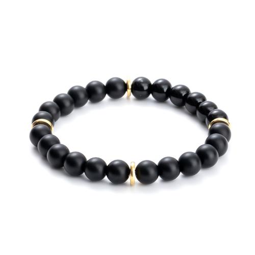 Gemstone Bracelets Zinc Alloy with Abrazine Stone handmade Unisex black Sold By PC