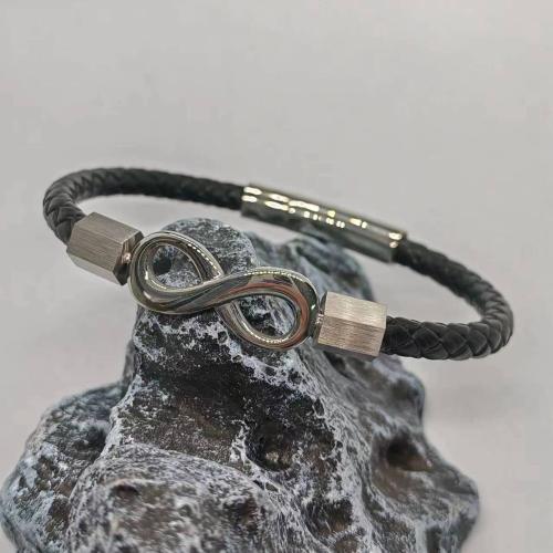 PU cavo bracciali, 304 acciaio inox, with PU, Infinito, unisex & formato differente per scelta, nessuno, Venduto da PC