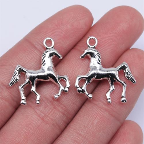 Zinklegering Animal Hangers, Zinc Alloy, Paard, antiek zilver plated, DIY, 24x22mm, Verkocht door PC