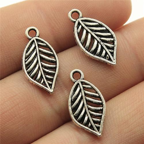 Zinklegering Leaf Hangers, Zinc Alloy, Blad, antiek zilver plated, DIY, 20x10mm, Verkocht door PC