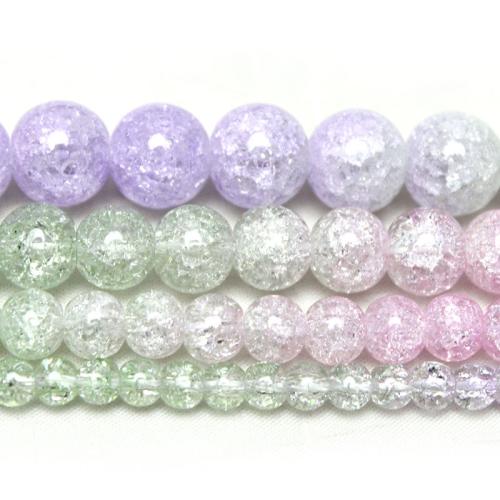 Natural Quartz Jewelry Beads Crystal gradient color & DIY & crackle polished Round Sold By Strand