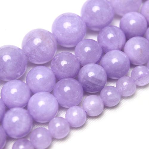 Natural Jade Beads Round polished DIY purple Grade A Sold By Strand