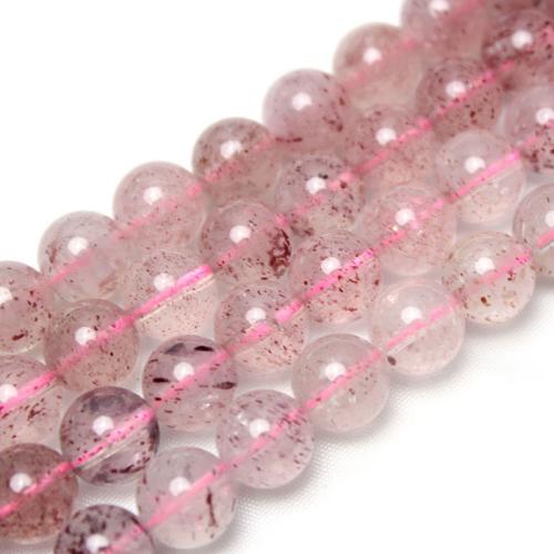 Perline di quarzo naturale, Strawberry Quartz, Cerchio, lucido, DIY, AAA Grade, 8mm, Venduto da filo