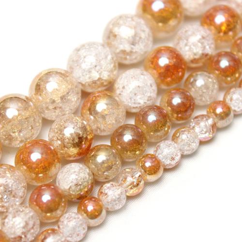 Round Crystal Beads polished DIY & crackle Sold By Strand