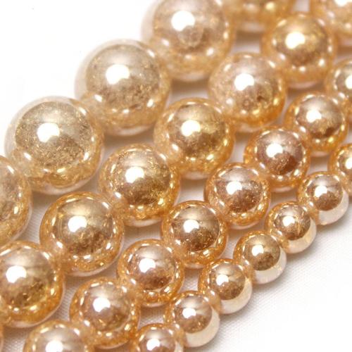 Round Crystal Beads polished DIY & crackle Sold By Strand