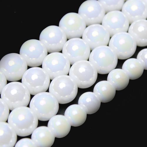 Round Crystal Beads polished DIY White Alabaster Sold By Strand