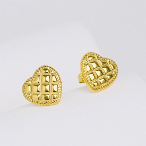 Stainless Steel Stud Earrings 304 Stainless Steel Heart fashion jewelry & for woman 16mm Sold By Pair