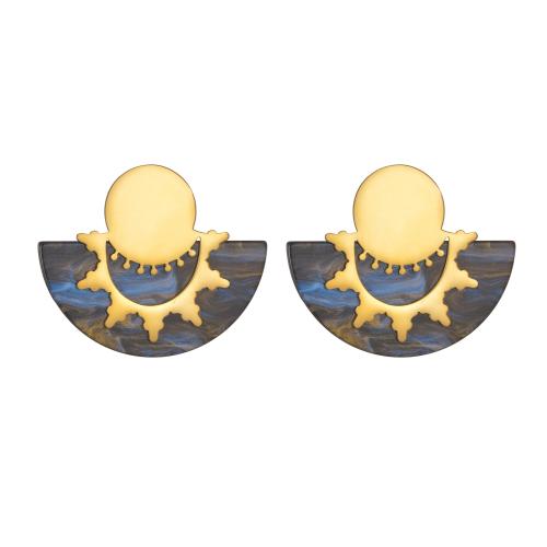 Roestvrij staal Stud Earrings, 304 roestvrij staal, met Acryl, mode sieraden & voor vrouw, 40x49mm, Verkocht door pair