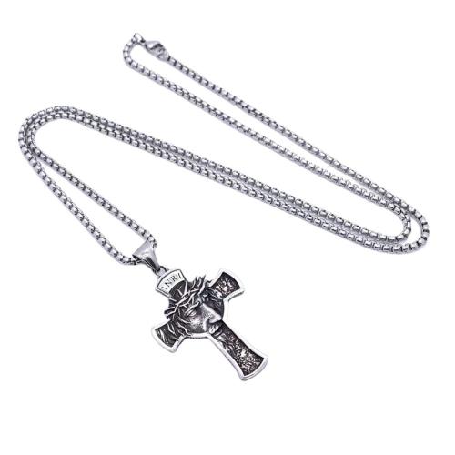 Stainless Steel Jewelry Necklace 304 Stainless Steel Cross  & for man Sold By PC