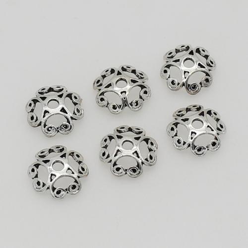 Zinklegierung Perlenkappe, Blume, silberfarben plattiert, DIY, frei von Nickel, Blei & Kadmium, 12mm, Bohrung:ca. 2mm, ca. 200PCs/Tasche, verkauft von Tasche