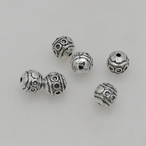 Zinklegierung Zwischenperlen, rund, silberfarben plattiert, DIY, frei von Nickel, Blei & Kadmium, 7.50x7mm, Bohrung:ca. 1mm, ca. 200PCs/Tasche, verkauft von Tasche