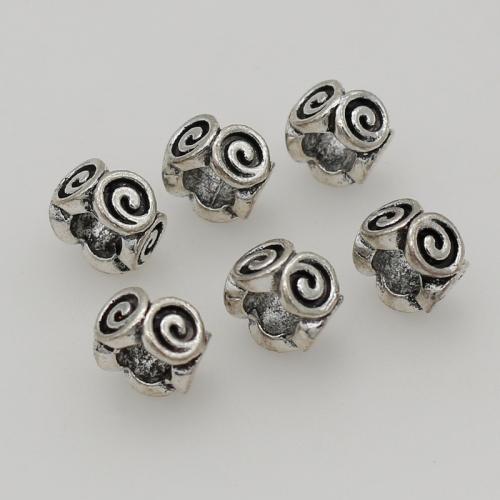 Zinklegierung Zwischenperlen, silberfarben plattiert, DIY, frei von Nickel, Blei & Kadmium, 9x6mm, Bohrung:ca. 5.5mm, ca. 200PCs/Tasche, verkauft von Tasche