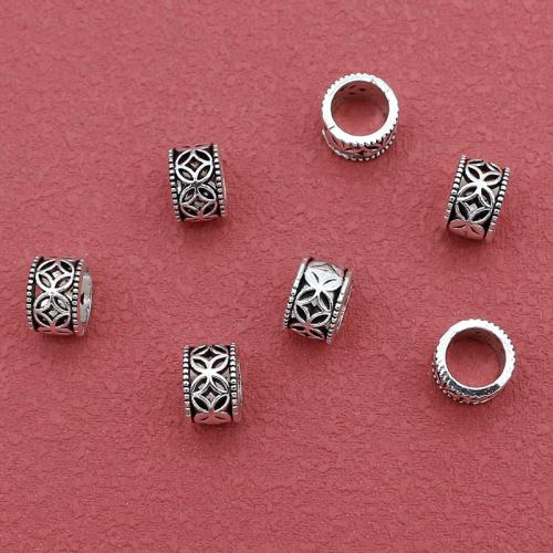 سبائك الزنك كبيرة حبة حفرة, لون الفضة مطلي, ديي, النيكل والرصاص والكادميوم الحرة, 8x5mm, حفرة:تقريبا 5.5mm, تقريبا 200أجهزة الكمبيوتر/حقيبة, تباع بواسطة حقيبة