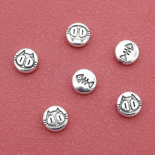 Zinc Alloy Spacer Kralen, Rond plat, silver plated, DIY, nikkel, lood en cadmium vrij, 10x4mm, Gat:Ca 1.5mm, Ca 200pC's/Bag, Verkocht door Bag