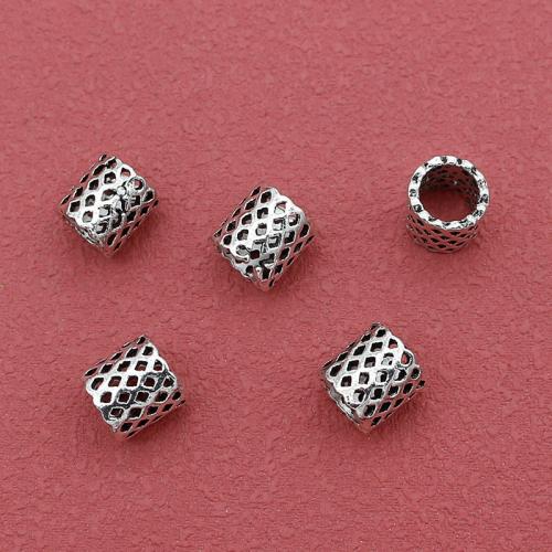 سبائك الزنك كبيرة حبة حفرة, لون الفضة مطلي, ديي, النيكل والرصاص والكادميوم الحرة, 8x8mm, حفرة:تقريبا 5.5mm, تقريبا 200أجهزة الكمبيوتر/حقيبة, تباع بواسطة حقيبة