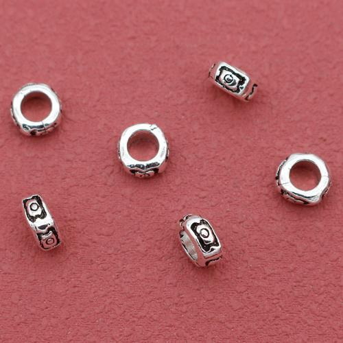 Zinklegierung Zwischenperlen, silberfarben plattiert, DIY, frei von Nickel, Blei & Kadmium, 7x3mm, Bohrung:ca. 4mm, ca. 200/Tasche, verkauft von Tasche