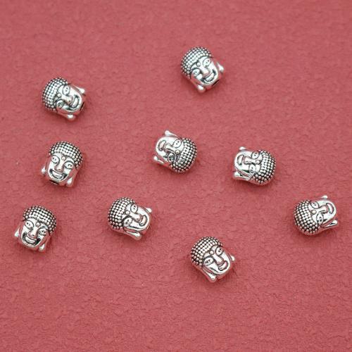 Zinklegierung Zwischenperlen, Buddha, silberfarben plattiert, DIY, frei von Nickel, Blei & Kadmium, 6x7mm, Bohrung:ca. 1.5mm, ca. 200PCs/Tasche, verkauft von Tasche