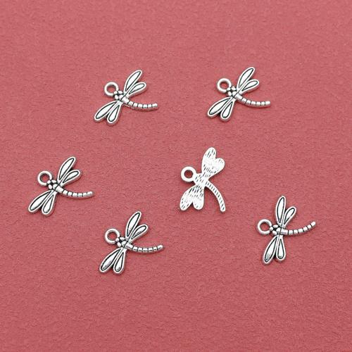 Sinkkiseos Animal riipukset, Dragonfly, hopea päällystetty, tee-se-itse, nikkeli, lyijy ja kadmium vapaa, 17.50x15mm, Reikä:N. 2mm, N. 200PC/laukku, Myymät laukku