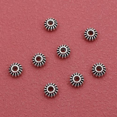 Zinklegierung Zwischenperlen, silberfarben plattiert, DIY, frei von Nickel, Blei & Kadmium, 6x3mm, Bohrung:ca. 2mm, ca. 200PCs/Tasche, verkauft von Tasche