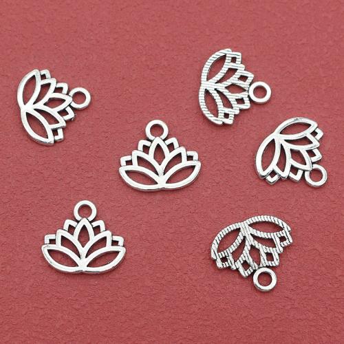 Zinklegierung Blume Anhänger, silberfarben plattiert, DIY, frei von Nickel, Blei & Kadmium, 17x15mm, Bohrung:ca. 2.5mm, ca. 200PCs/Tasche, verkauft von Tasche