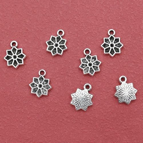 Zinklegierung Blume Anhänger, silberfarben plattiert, DIY, frei von Nickel, Blei & Kadmium, 12.50x10mm, Bohrung:ca. 1.5mm, ca. 200PCs/Tasche, verkauft von Tasche