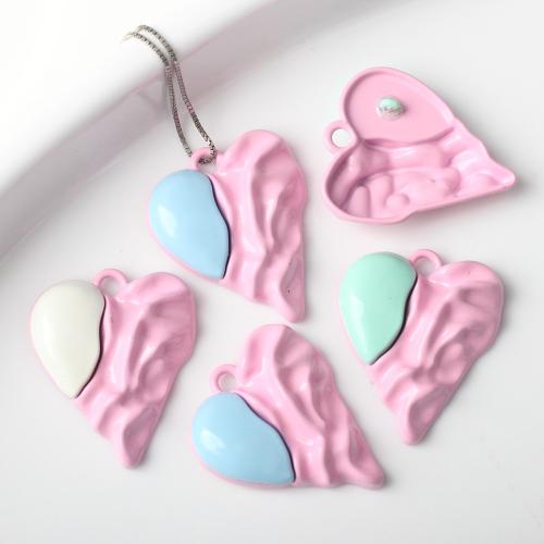 Zinc Alloy Heart Pendants painted DIY nickel lead & cadmium free Sold By Bag