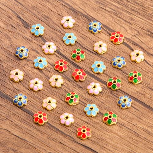 Zinc Alloy Bead Cap Flower gold color plated DIY & enamel nickel lead & cadmium free Sold By Bag