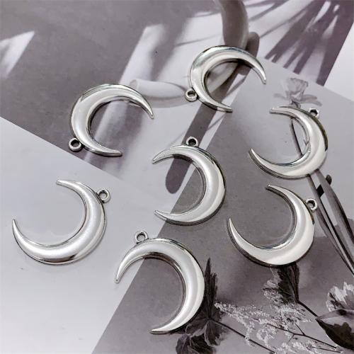 Zinc alliage Moon pendentifs, alliage de zinc, lune, Plaqué de couleur d'argent, DIY, protéger l'environnement, sans nickel, plomb et cadmium, 21x28mm, 100PC/sac, Vendu par sac