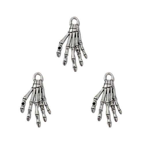 Zinklegierung Hand Anhänger, antik silberfarben plattiert, DIY, frei von Nickel, Blei & Kadmium, 19x35mm, 100PCs/Tasche, verkauft von Tasche