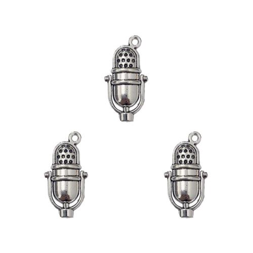 Zinc Alloy Pendants microphone antique silver color plated DIY nickel lead & cadmium free Sold By Bag