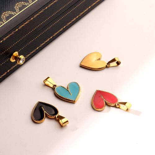 Stainless Steel Heart Pendants 304 Stainless Steel gold color plated DIY & enamel Sold By PC