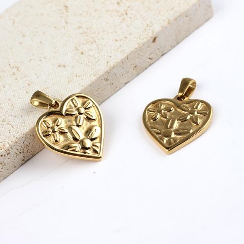 Stainless Steel Heart Pendants 304 Stainless Steel gold color plated DIY Sold By PC