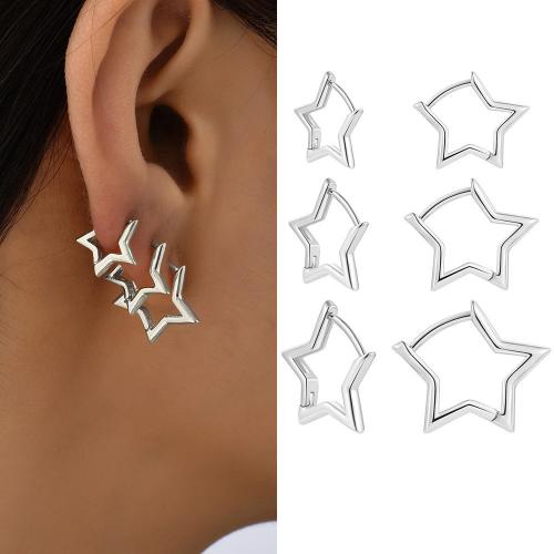 Prás Leverback Earring, Star, plátáilte, jewelry faisin, dathanna níos mó le haghaidh rogha, nicil, luaidhe & caidmiam saor in aisce, 3Péirí/Mála, Díolta De réir Mála