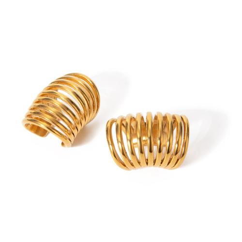 304 Edelstahl Ohrring Clip, goldfarben plattiert, Modeschmuck, goldfarben, verkauft von Paar