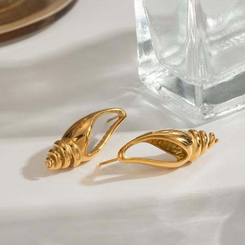 Stainless Steel Stud Earrings 304 Stainless Steel gold color plated fashion jewelry golden Sold By Pair