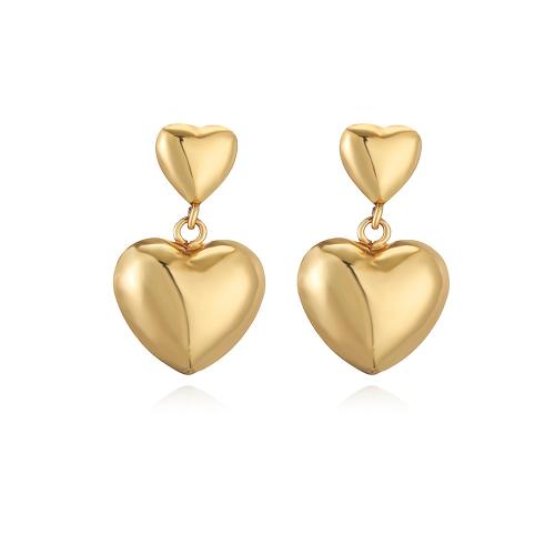 Brass Stud Earring Heart plated & for woman Sold By Pair